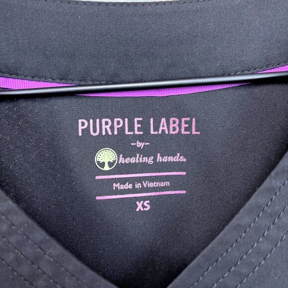 Healing Hands Purple Label Jordan Mock Wrap Scrub Top Black 2172 Womens XS - Picture 4 of 6